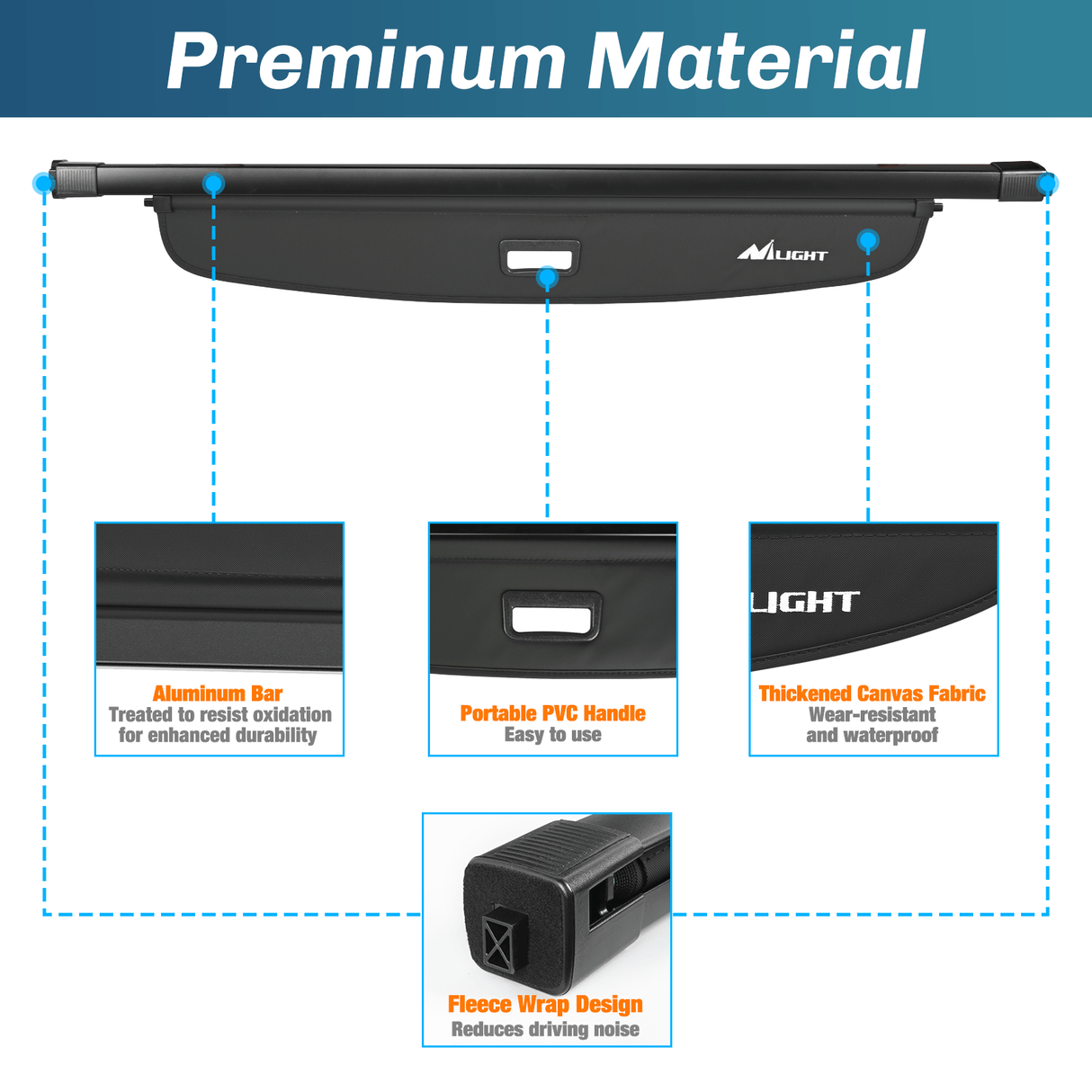 Trunk Cargo Cover 2015 2016 2017 2018 2019 2020 2021 2022 2023 Ford Edge Retractable Trunk Cargo Cover With Trunk Storage Net