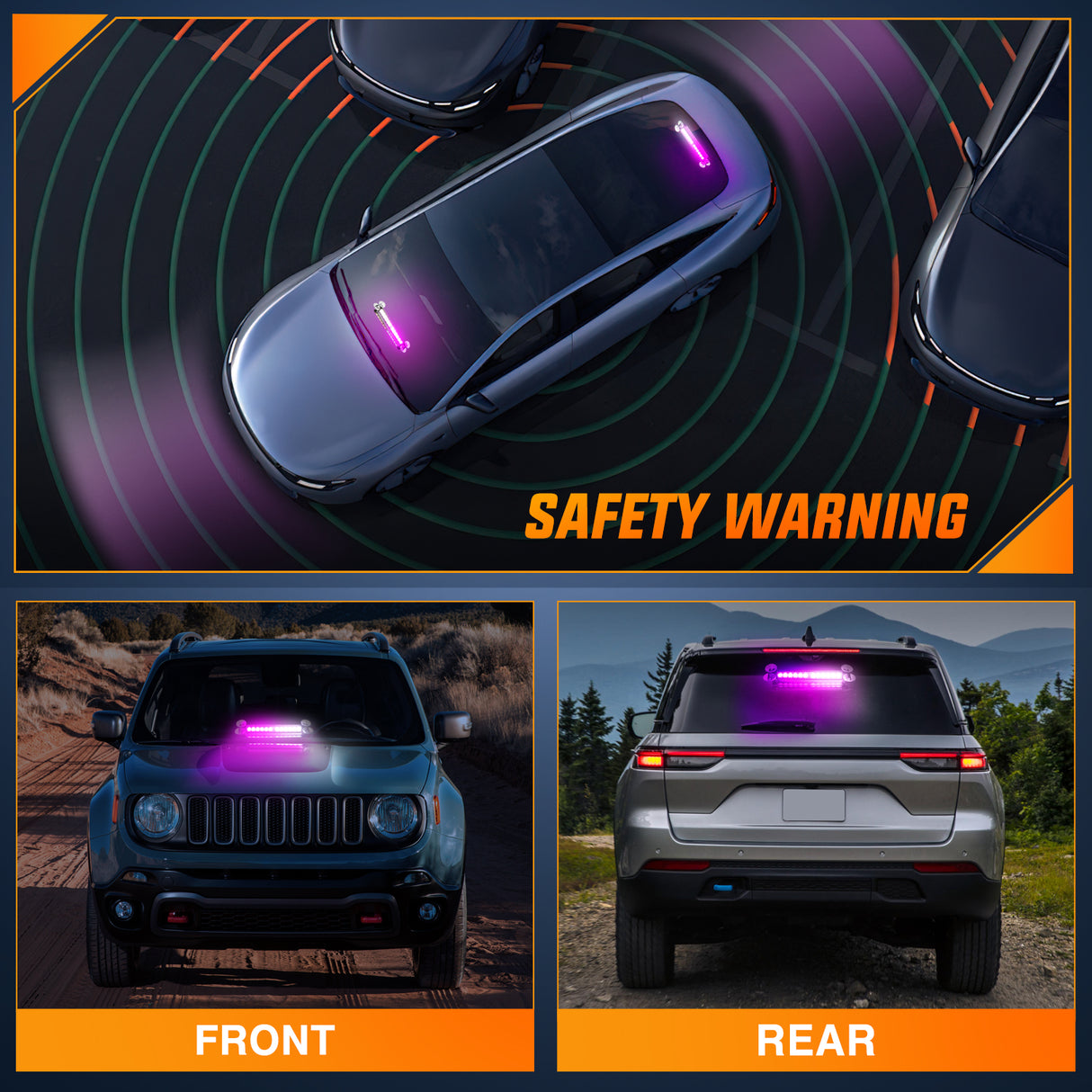 12LED Traffic Advisor Strobe Light Bar Purple White Emergency Warning Hazard Safety Dash Front/Rear Windshield Flashing Lights for Cars Trucks Police Firefighter Plow Construction Vehicles