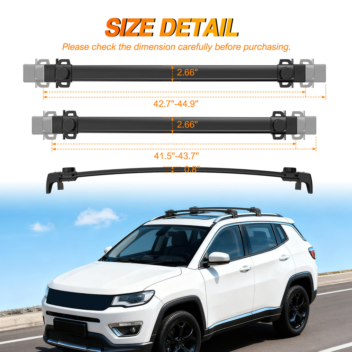 Aluminum Roof Rack Cross Bars Fit for Jeep Compass MP 2017 2018 2019 2020 2021
