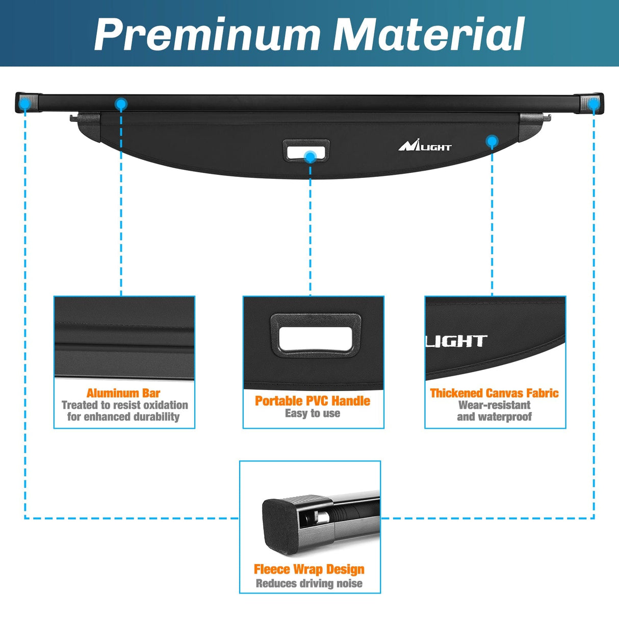 Trunk Cargo Cover 2020 2021 2022 2023 2024 2025 Kia Telluride Retractable Trunk Cargo Cover With Trunk Storage Net