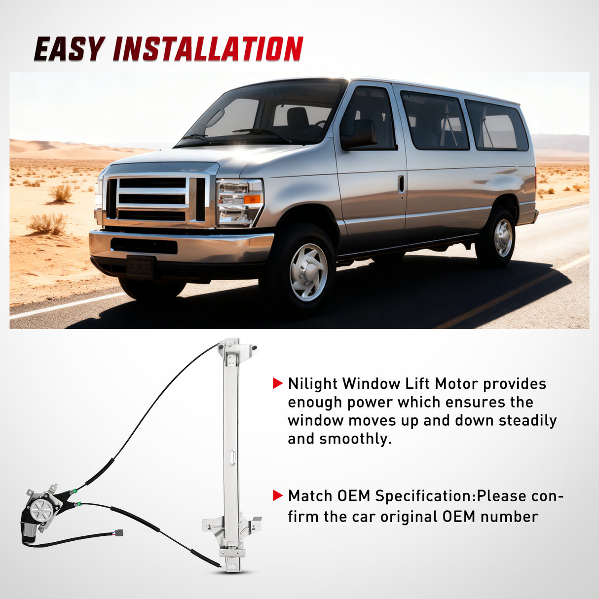 741-586 Window Regulator/Motor Front Driver Side Compatible with 2003-2014 Ford E150 E250 Econoline E350 E450 E550 Super Duty 2004 2005 2006 2007 2008 2009 2010 2011 2012 2013 2014