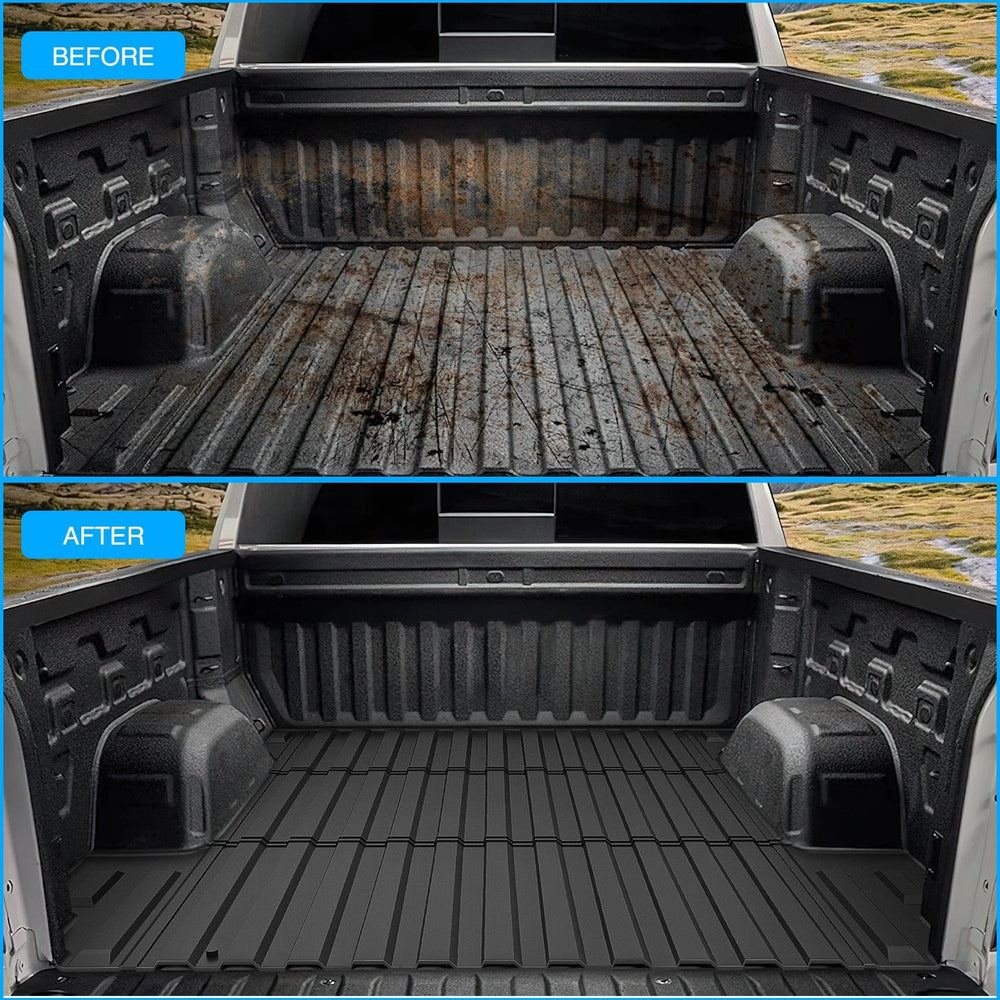 Truck Bed Mat 5.8ft Rubber Short Bed For 2019 2020 2021 2022 2023 Chevy Silverado 1500/GMC Sierra 1500