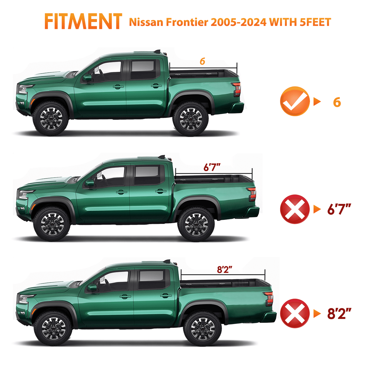 Trunk Bed Cover 2005 2006 2007 2008 2009 2010 2011 2012 2013 2014 2015 2016 2017 2018 2019 2020 2021 2022 2023 2024 Nissan Frontier 6ft Soft Roll Up Truck Tonneau Cover