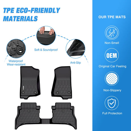 Floor Mat 2021 2022 2023 2024 2025 Jeep Wrangler 4XE Hybrid 4 Doors TPE Floor Mats