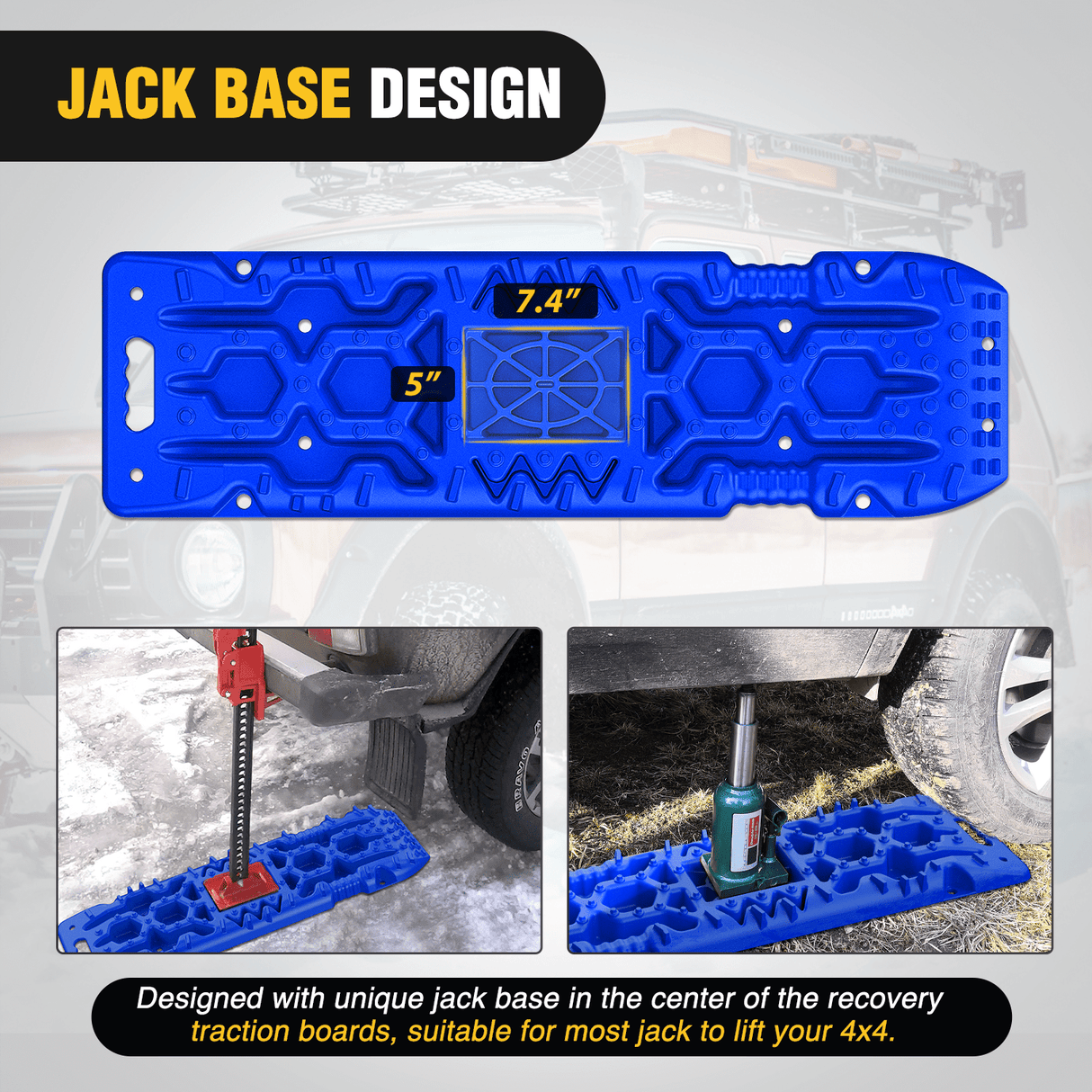 Recovery Accessories Off-Road Recovery Traction Boards For 4WD 4X4 with Jack Lift & Carry Bag (Blue)