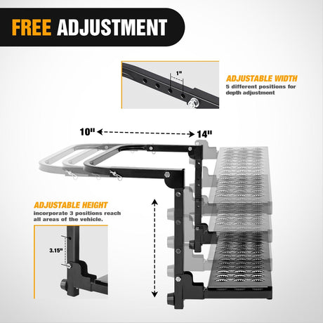 Running Board Folding Heavy Duty Tire Step To Fit tires from 10Inch to 14Inch Tire Width