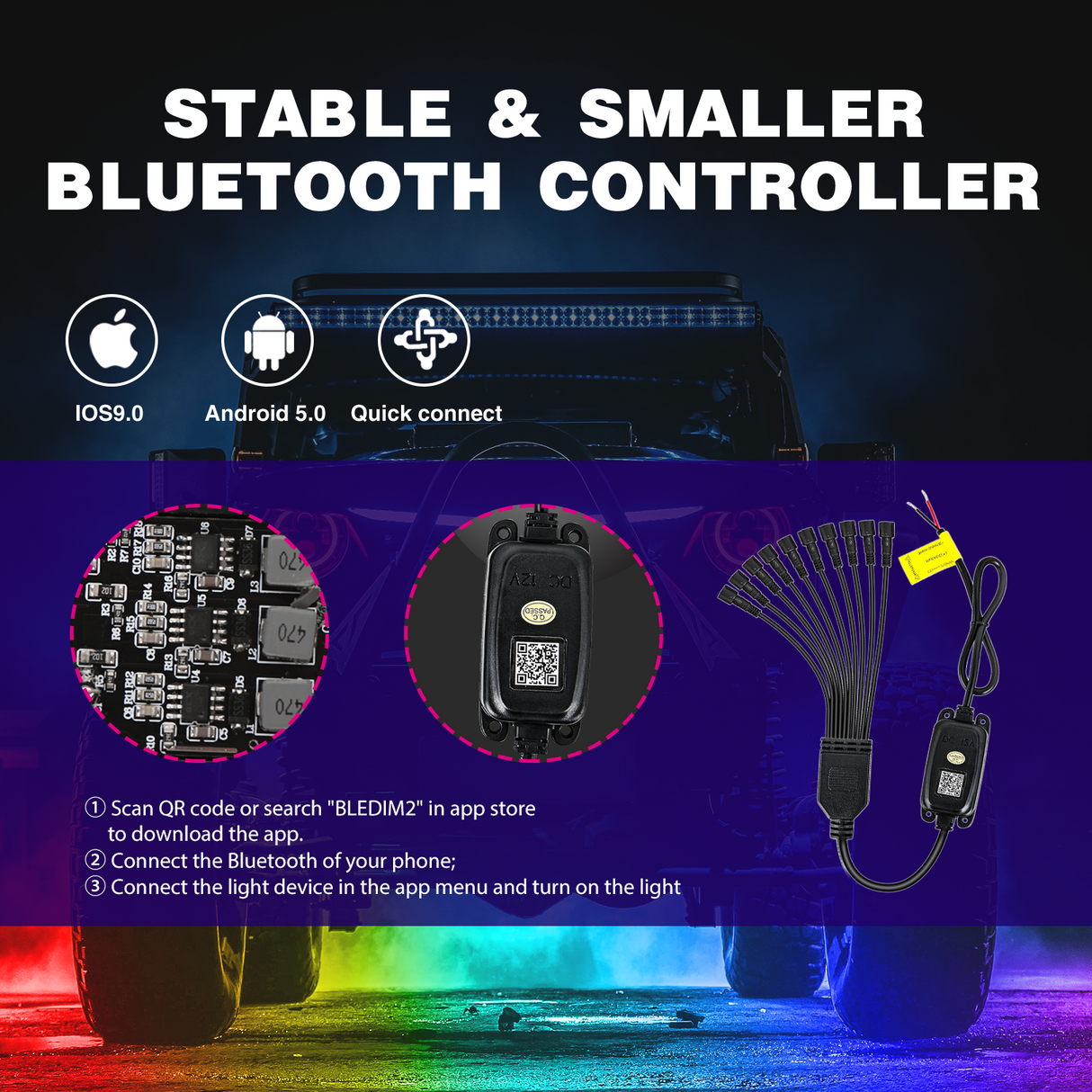 RGB Rock Lights RGB LED Rock Lights Kit 10 Pods Underglow Multicolor Neon Pod with Remote & Bluetooth App Control DIY Flashing Music Mode Wheel Well Light for Truck ATV UTV RZR SUV