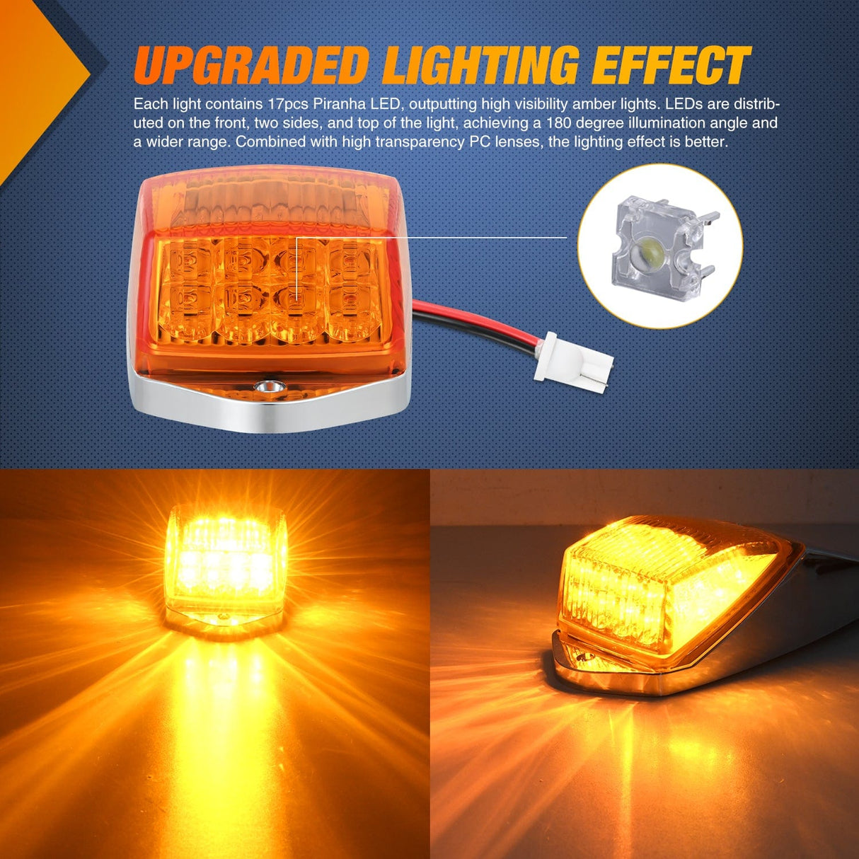 Roof Marker Light 5PCS 17LED Amber Cab Roof Marker Light