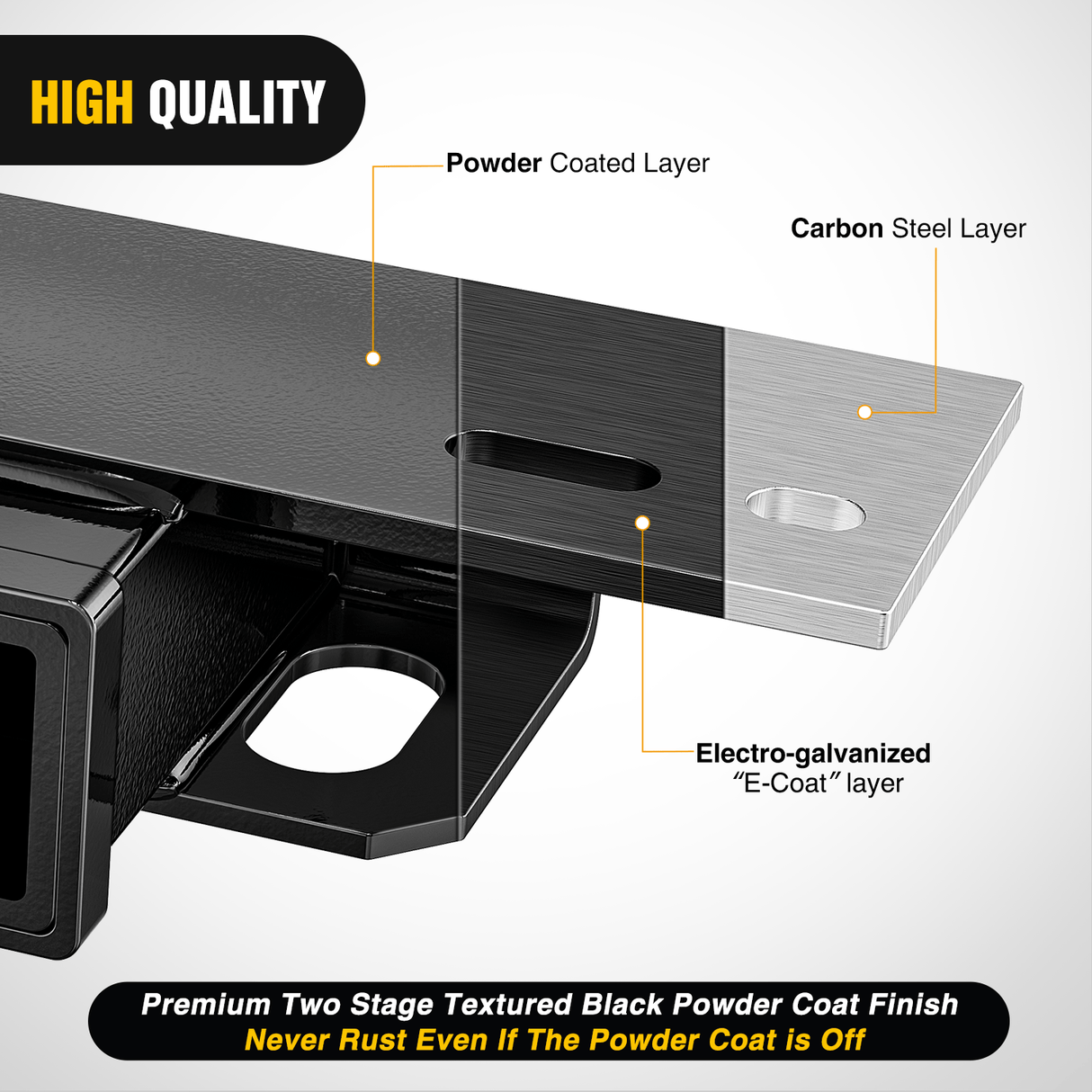 Trailer Hitch Step Hitch Bumper Mount 2 Inch Receiver Bolt-On Bike Hitch Receiver Tube Trailer Truck RV Cargo Receiver Hitch 5000 Lbs Powder Coated