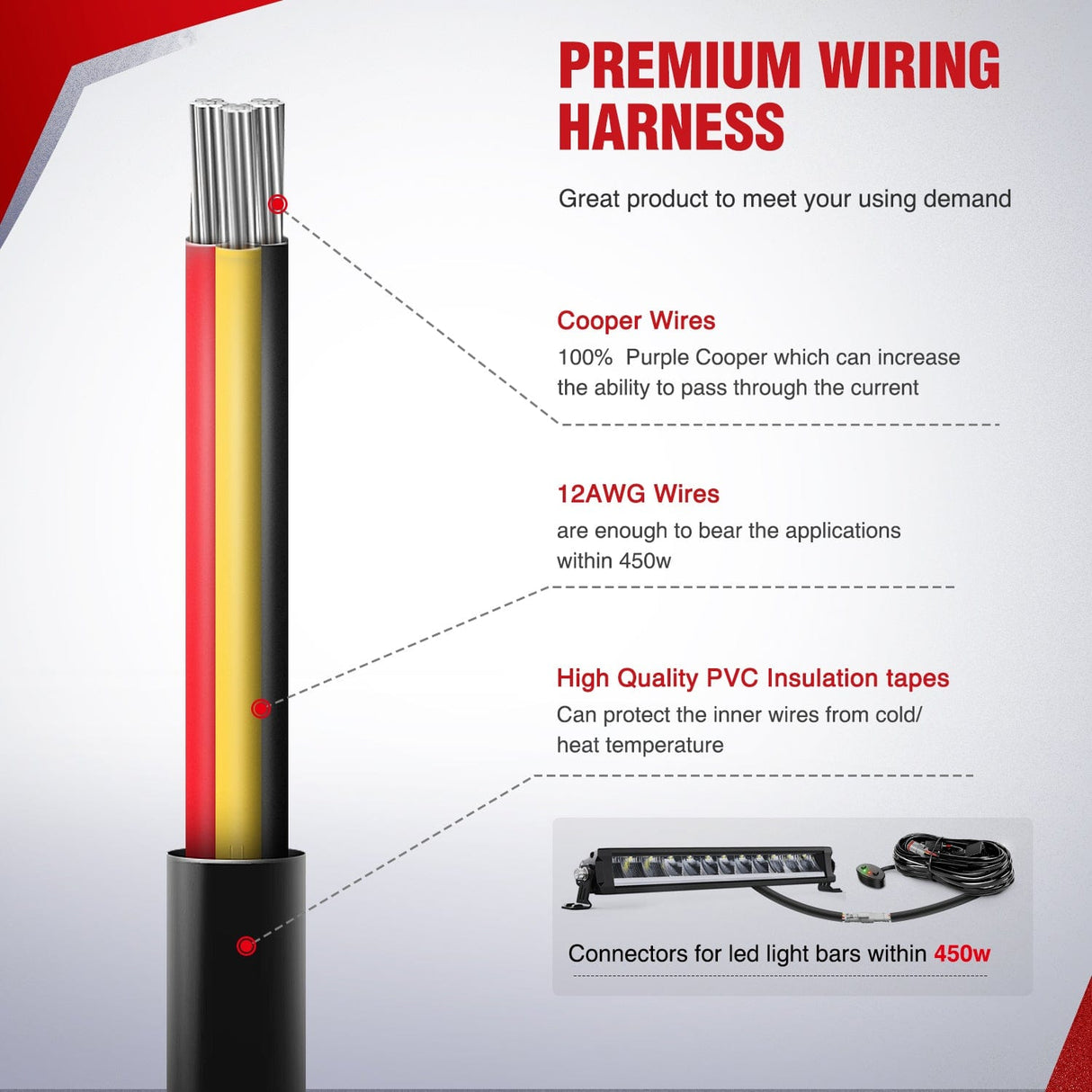 Wiring Harness Kit 12AWG DT Connector 12V On Off Switch Wiring Harness Kit 1 Lead