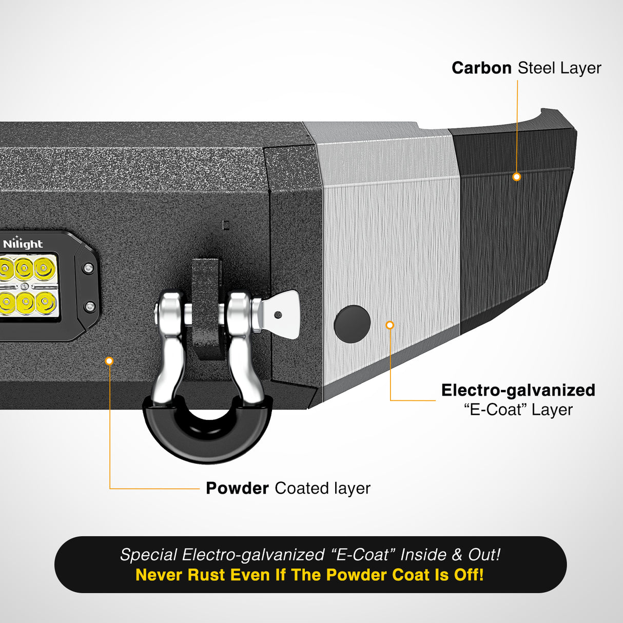 Nilight Rear Step Bumper Compatible with 2020 2021 2022 2023 2024 2025 Gladiator JT Super Duty Pickup Truck Bumper with LED Lights, Sensor Holes and D-rings