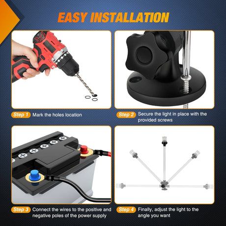 LED Work Light 24 Inch White Folding Stern Light for Marine Boats