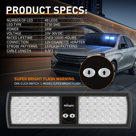 led strobe light 48 LED Blue Emergency Warning Strobe Lights