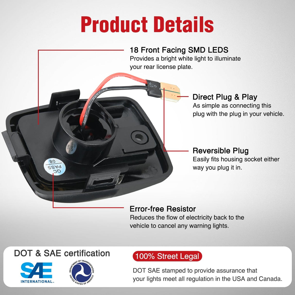 Tail Brake Turn Reverse Lights License Plate Lights Compatible with 2005 2006 2007 2008 2009 2010 2011 2012 2013 2014 2015 Toyota Tacoma 2000-2013 Tundra Red Triple OLED Tube 6000K White 2PCS Pack