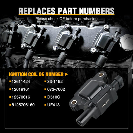 ignition coil pack 8pcs Ignition Coil Pack UF413 Fit for Chevy Silverado 1500 2500 HD Tahoe Suburban Avalanche Express Corvette Camaro Impala GMC Yukon Cadillac Escalade Pontiac 5.3 6.0L V8 Engine