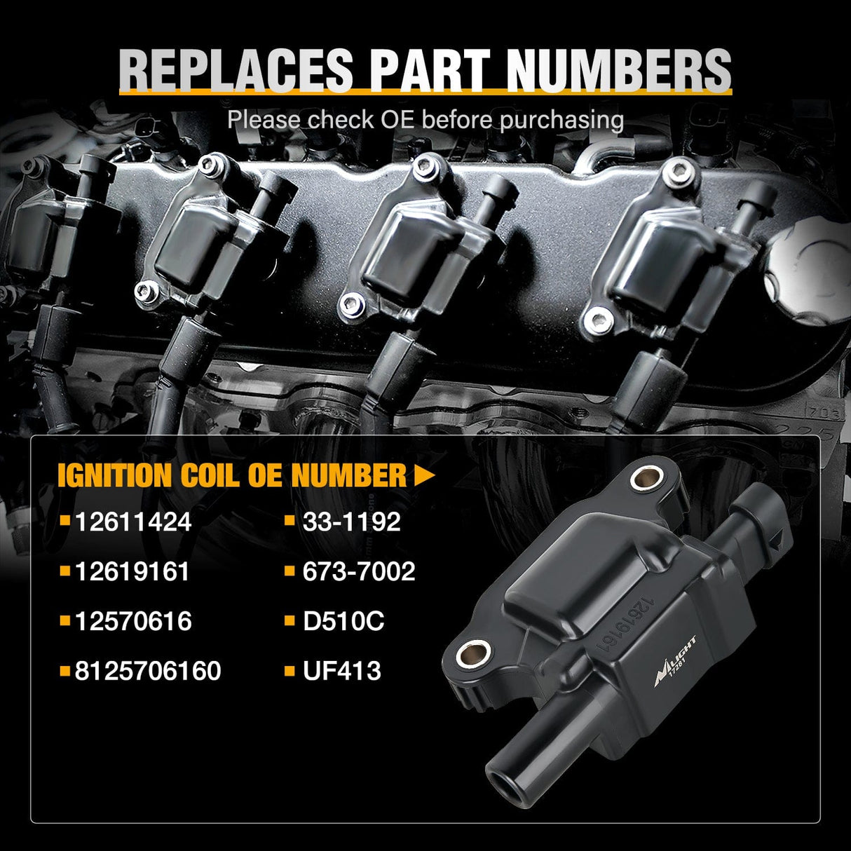 ignition coil pack 8pcs Ignition Coil Pack UF413 Fit for Chevy Silverado 1500 2500 HD Tahoe Suburban Avalanche Express Corvette Camaro Impala GMC Yukon Cadillac Escalade Pontiac 5.3 6.0L V8 Engine