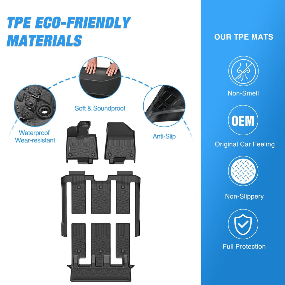 Floor Mat Floor Mats for Toyota Sienna (7 Seat Only) 2021 2022 2023 2024 2025 (Not for 2025 Platinum) All Weather Custom Fit Heavy Duty Floor Liners