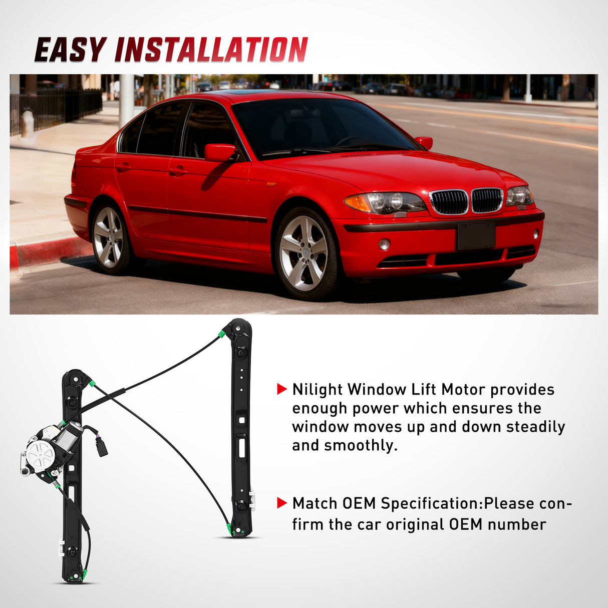 741-485 Power Window Regulator/Motor Front Passenger Side Compatible with BMW E46 325i 328i 330i 1999 2000 2001 2002 2003 2004 2005 Sedan