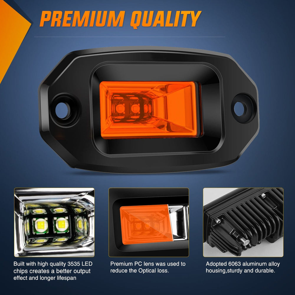 LED Work Light 4.5Inch 20W Flush Mount Amber Flood LED Work Light (Pair)