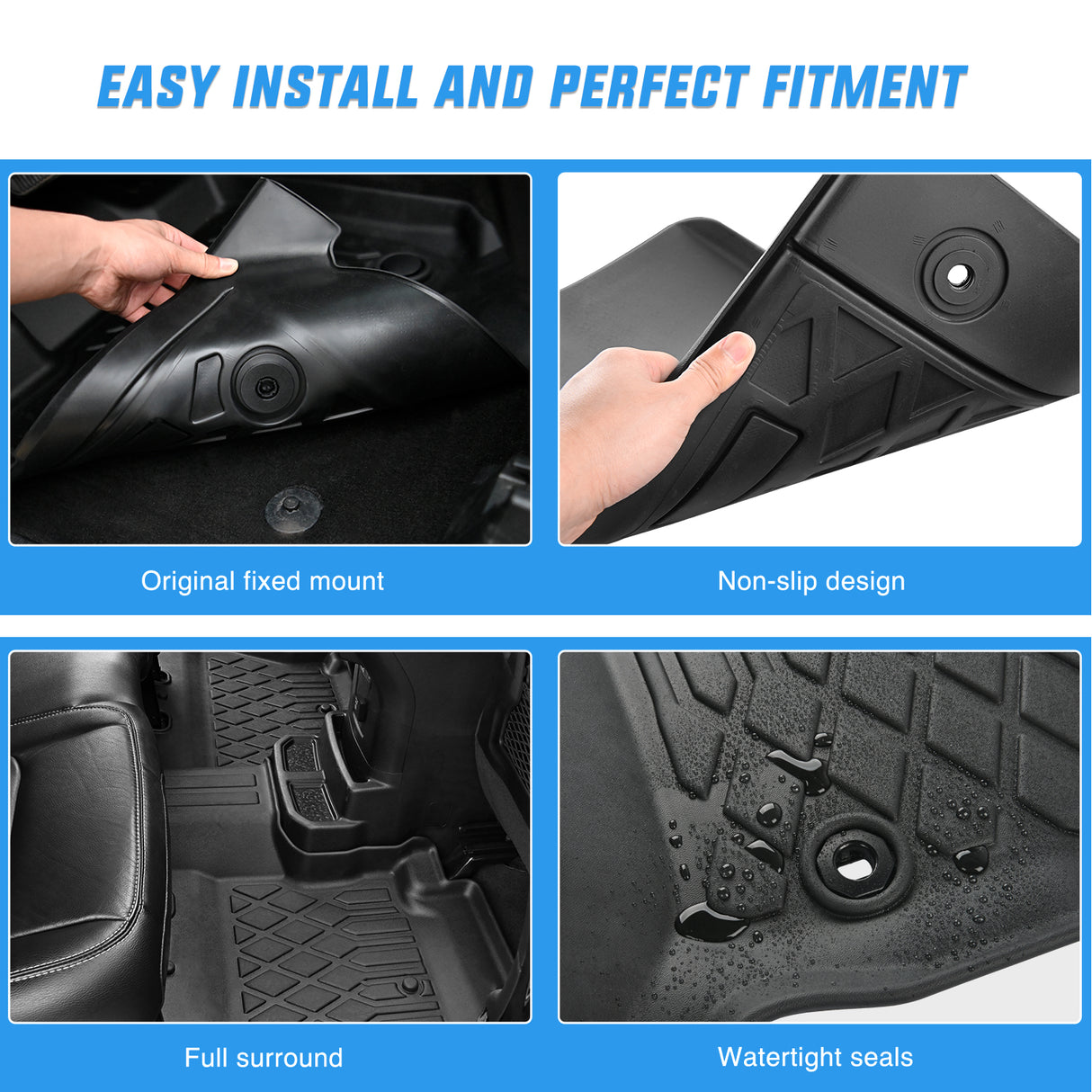 Floor Mat Floor Mats for Mazda CX-9 CX9 (7 Seat Only) 2016 2017 2018 2019 2020 2021 2022 2023 All Weather Custom Fit Heavy Duty Floor Liners