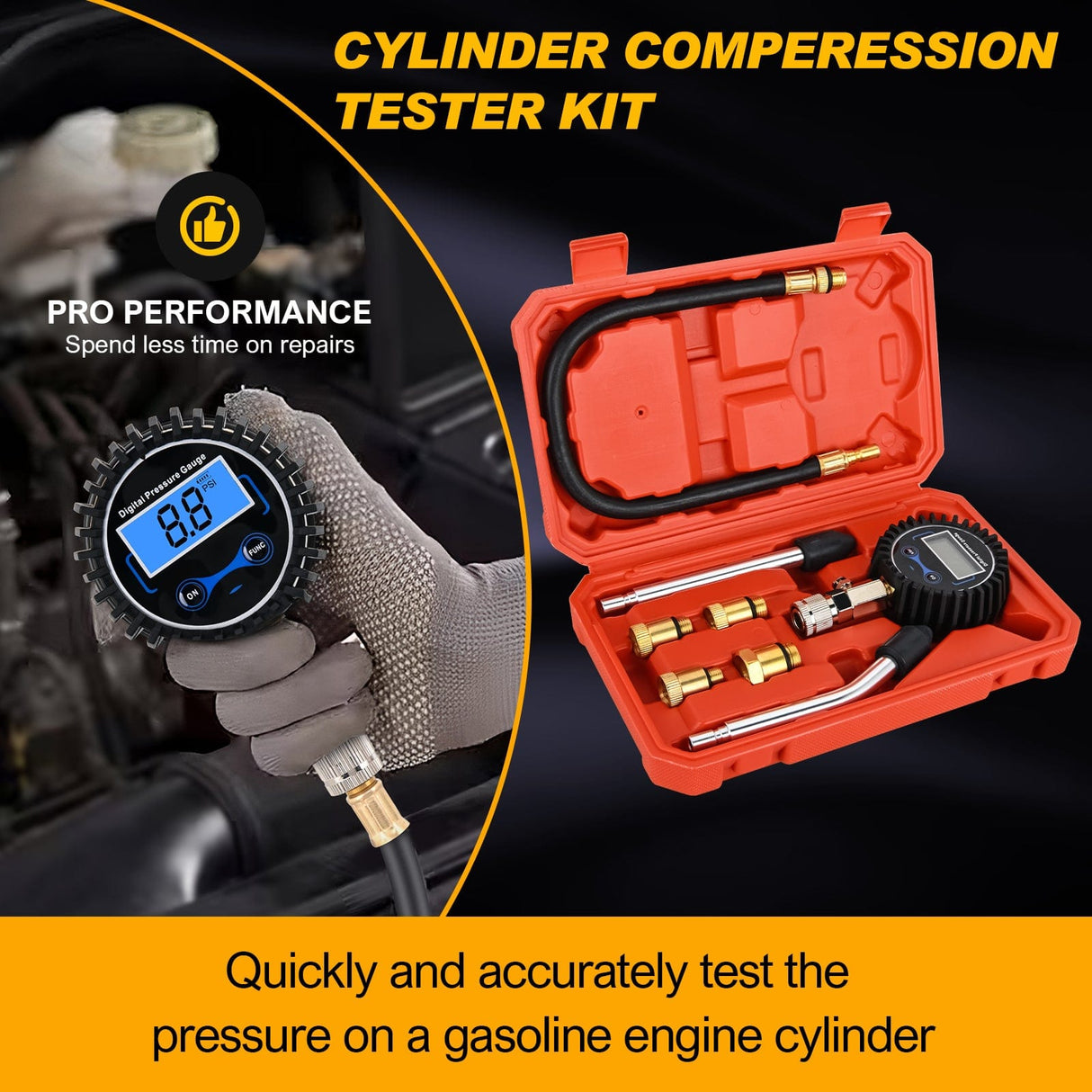 inflator 8pcs Digital Compression Tester Kit