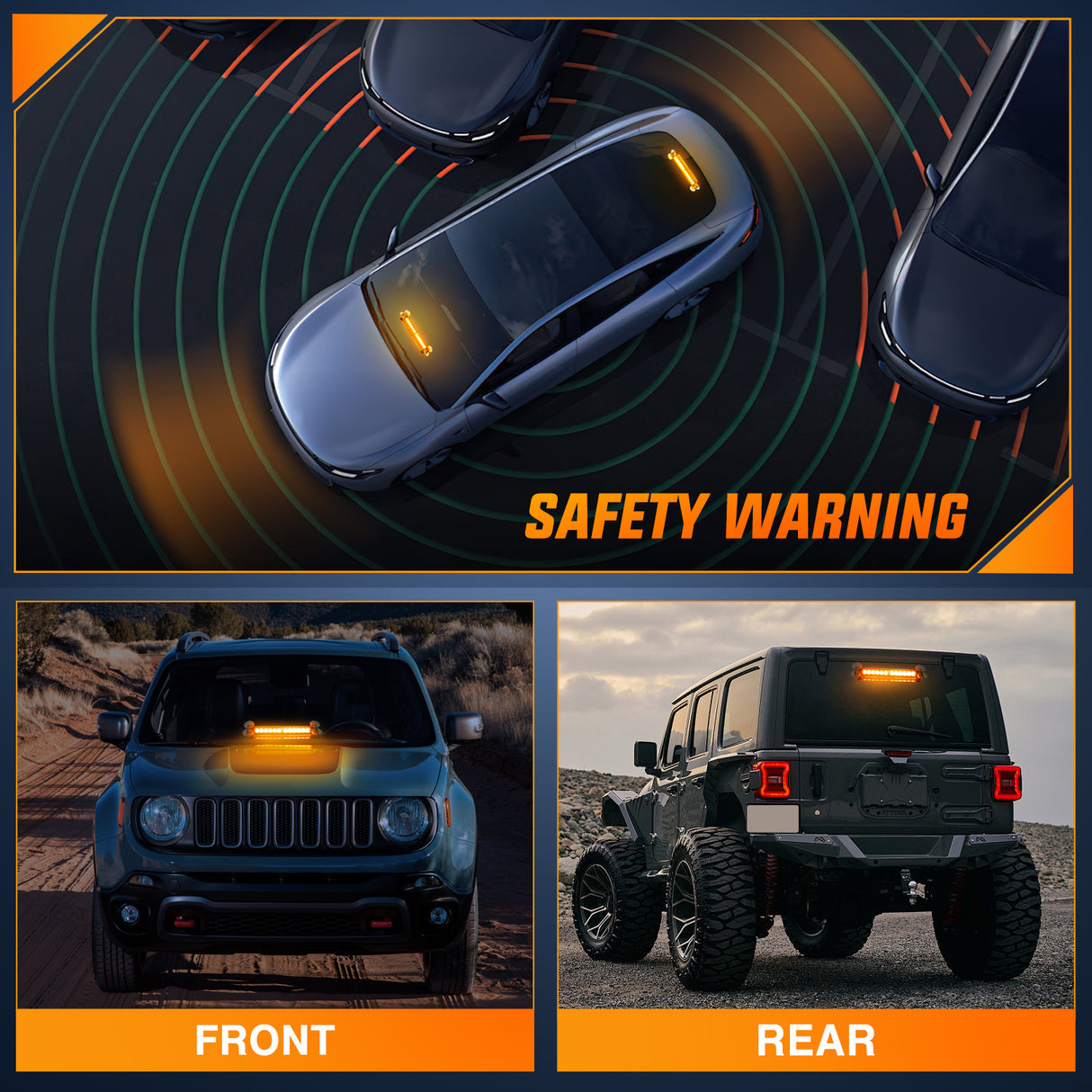 12LED Traffic Advisor Strobe Light Bar Amber Emergency Warning Hazard Safety Dash Front/Rear Windshield Flashing Lights for Cars Trucks Police Firefighter Plow Construction Vehicles