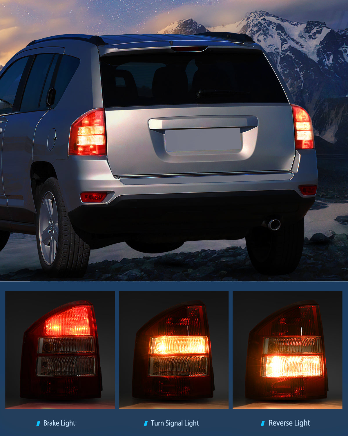 Nilight Taillight Assembly Compatible with 2007 2008 2009 2010 Jeep Compass Tail Light OE Style Rear Lamp Replacement Driver and Passenger Side