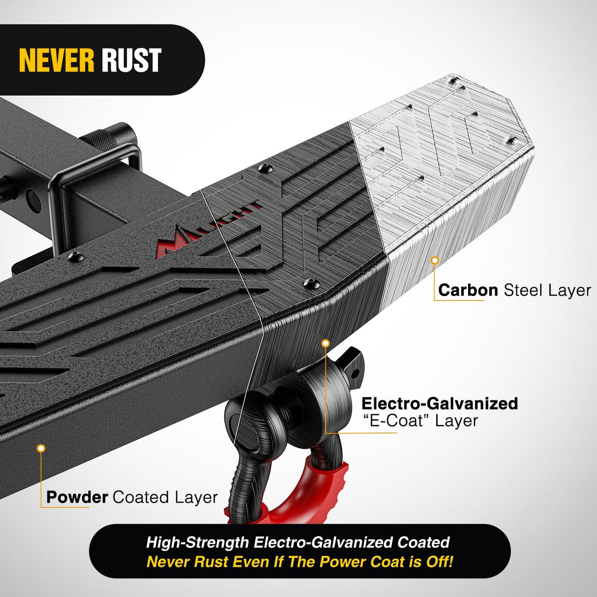 Trailer Hitch Hitch Step 2 Inch Receiver Universal Trailer Hitch Step Armor with Anti-Theft D-Ring Shackle Hitch Lock Stabilizer Anti-Slip Design Rear Bumper Guard for Pickups Trucks Vans SUVs ATVs