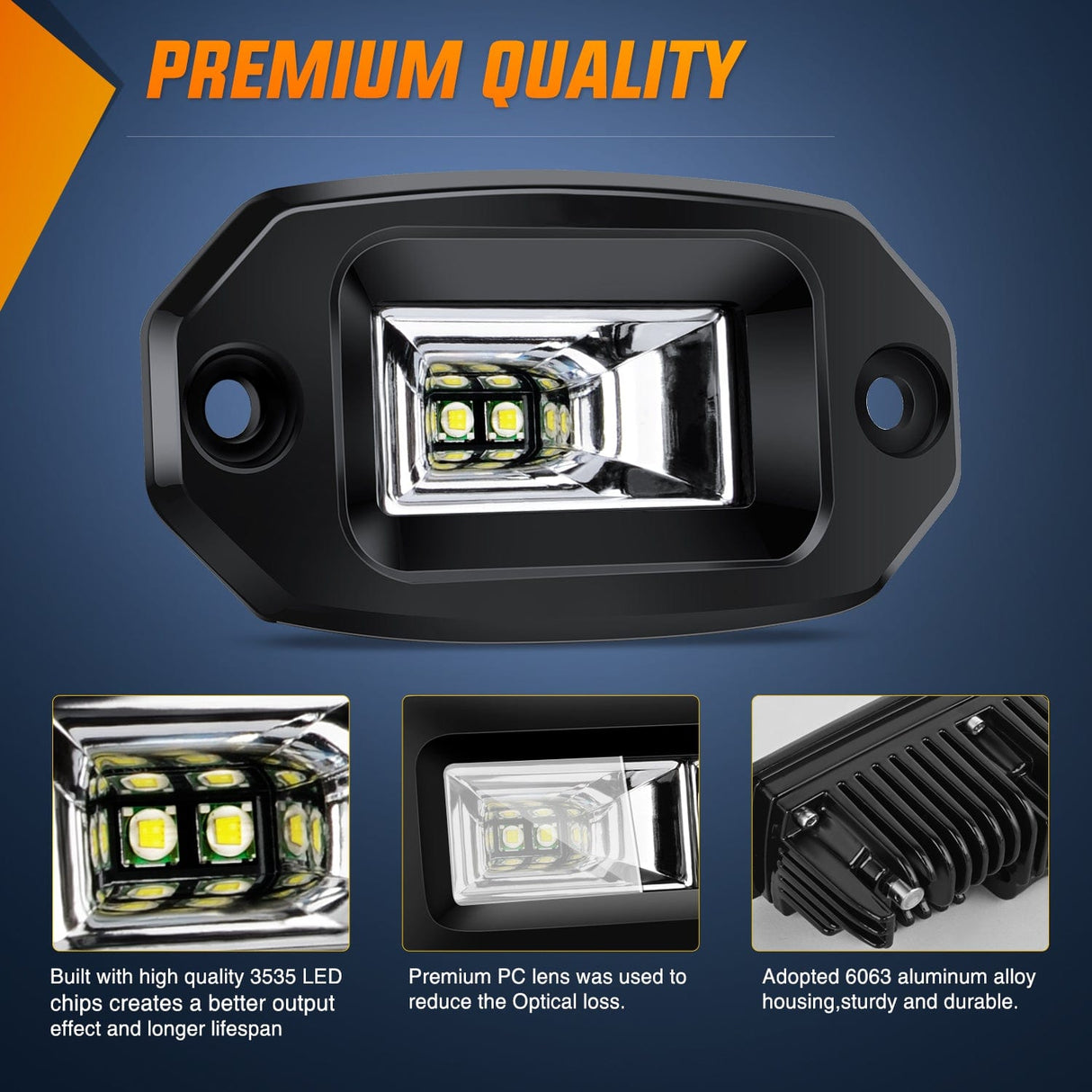 LED Work Light 4.5Inch 20W Flush Mount Flood LED Work Light (Pair)
