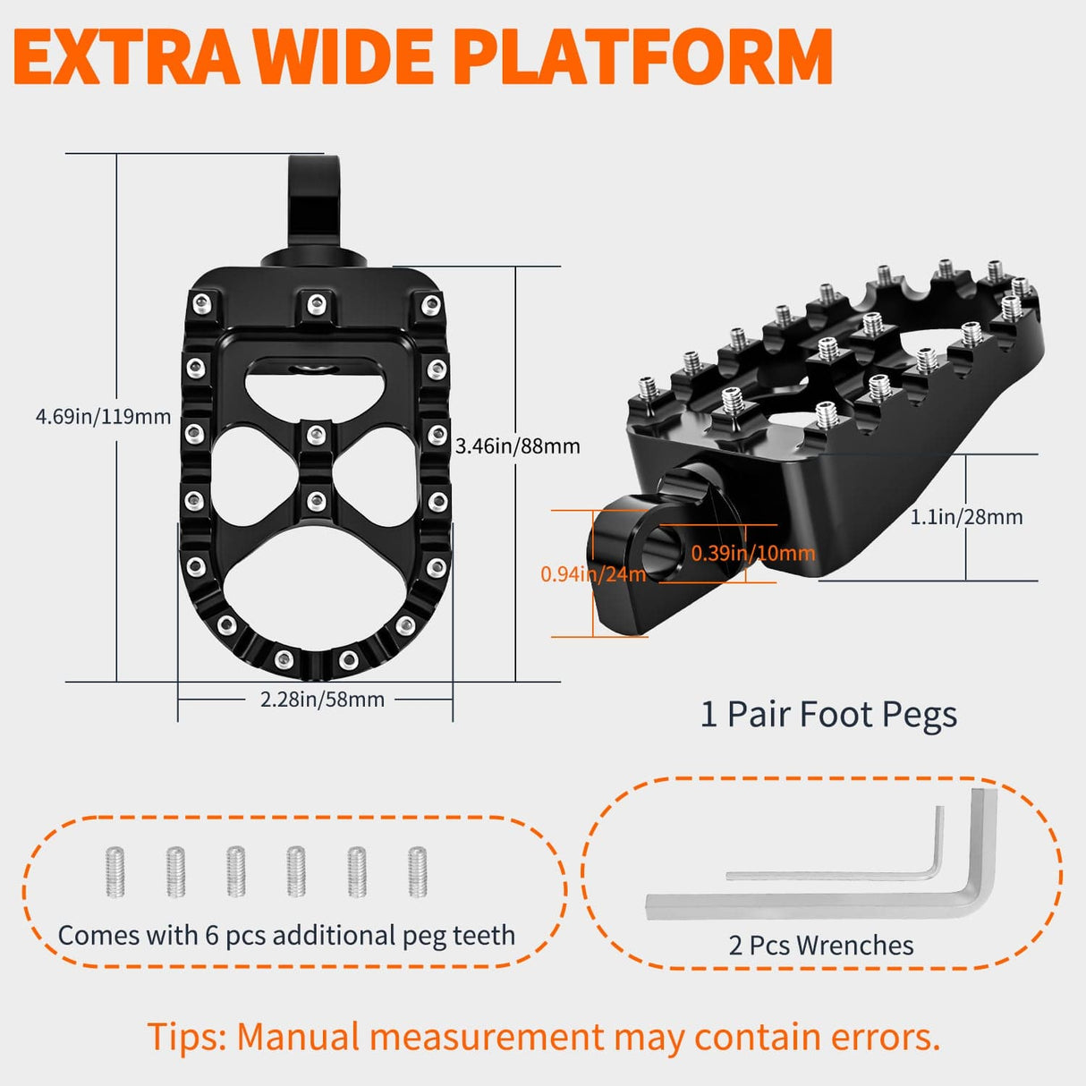Motorcycle Foot Pegs Motorcycle Foot Pegs Dirt Bike Footpegs Fit for Harley Dyna 1993-2017 Fatboy 1990-2017 Iron 883 2009-2017 Sportster 883 360° Rotating CNC Foot Pegs Heavy Duty Aluminum Alloy Peg Pedal, Black