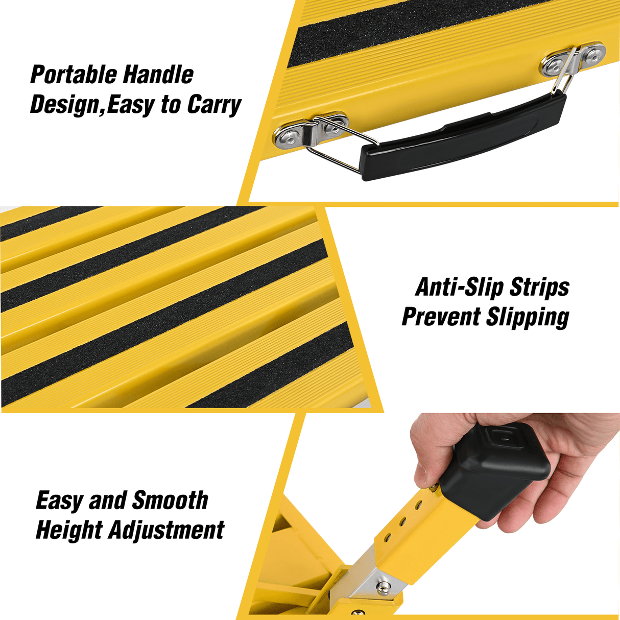 RV Parts RV Yellow Folding Aluminum 4 Levels Adjustable Height Portable Platform Step