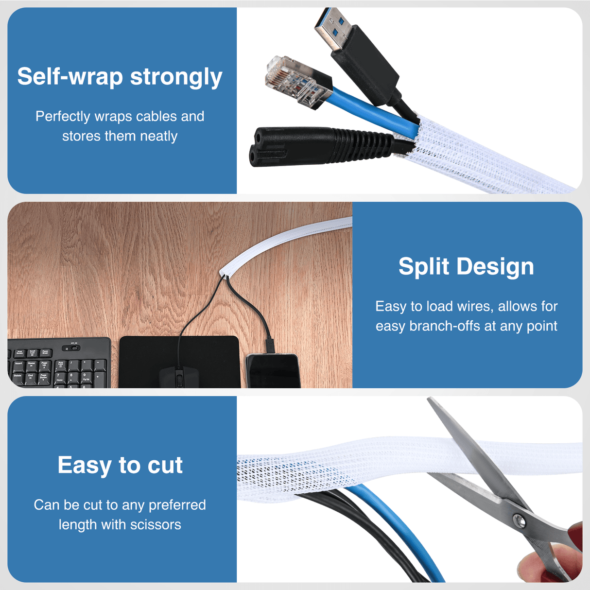 Wiring Harness Kit 25ft-1/2inch White Cable Management Sleeves