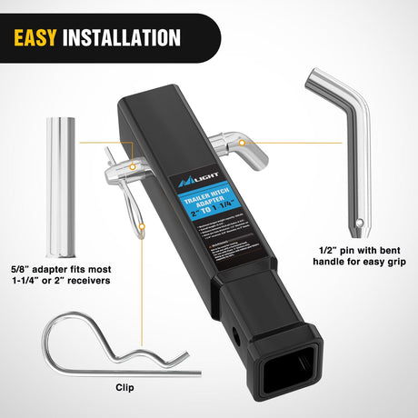Trailer Hitch Trailer Hitch Receiver Adapter 2 to 1-1/4 Inch Hitch