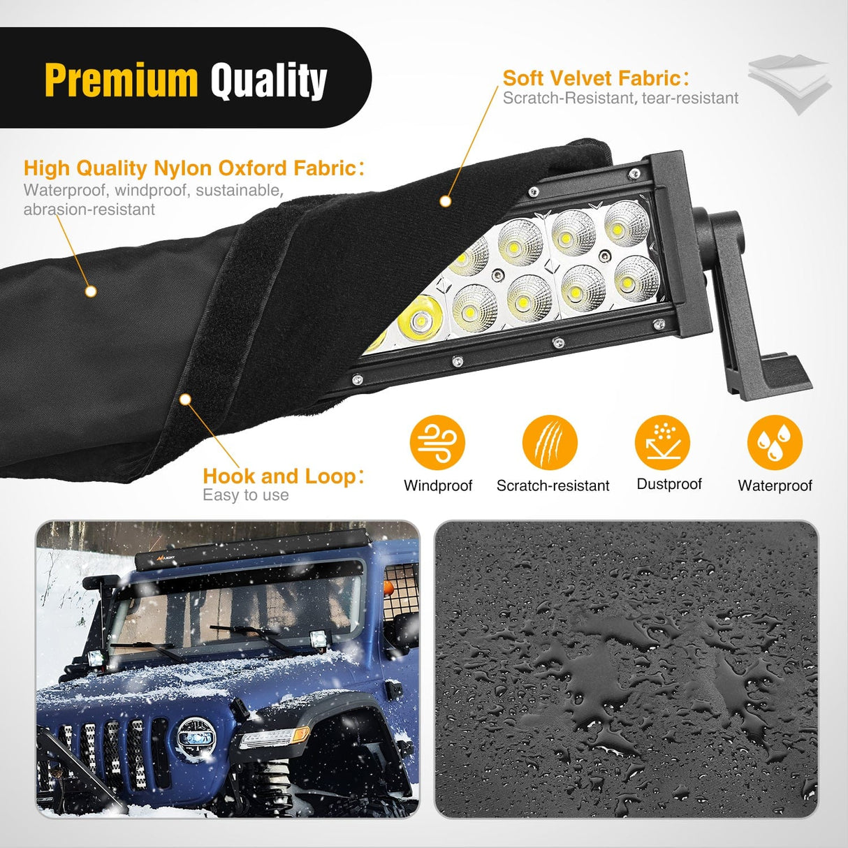 light cover LED Light Bar Cover 42 Inches Black Nylon Protective Sleeve Universal Fit Straight and Curved Bar Waterproof Dustproof Scratch-Proof Light Cover for Driving Off Road Lights