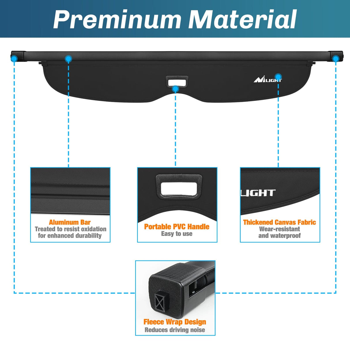Trunk Cargo Cover Trunk Cargo Cover with Storage Net for Jeep Grand Cherokee Accessories 2011-2021