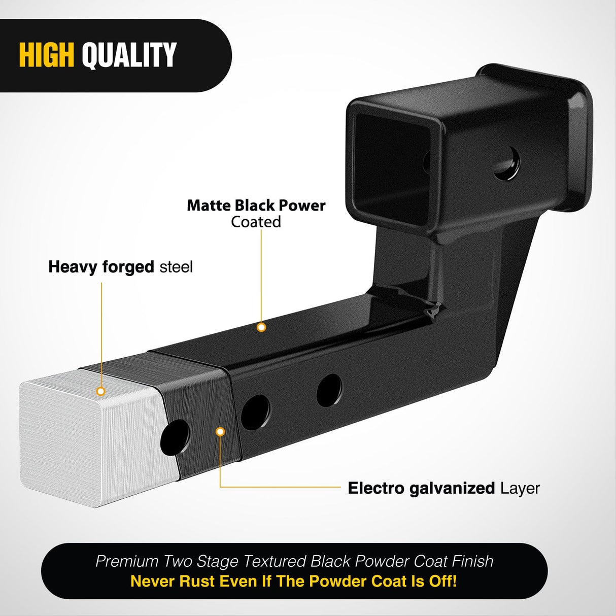 Trailer Hitch 2 Inch Trailer Dual Hitch Receiver with 4Inch Rise or Drop