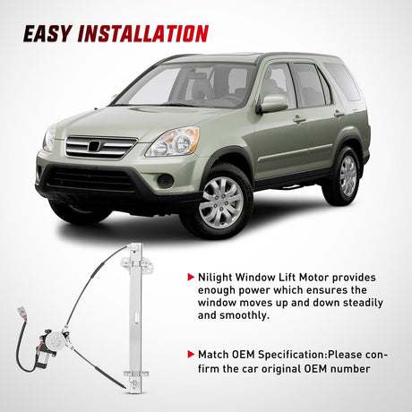 Window Regulator Power Window Regulator with Motor Assembly Replacement for Honda CR-V 2002 2003 2004 2005 2006, Front Driver Side, 741-302