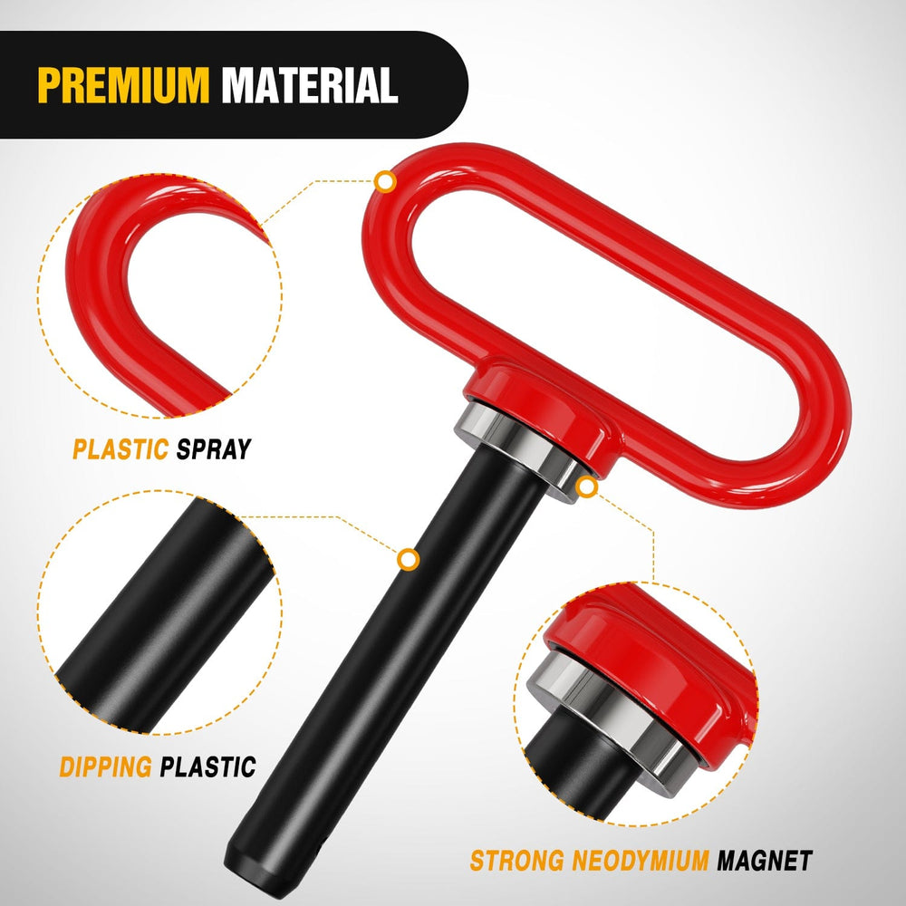 Tow Hooks & Truck Tie Downs & Anchors 5/8 Inch Diameter Heavy Duty Ultra Strong Neodymium Magnet Trailer Hitch Pin Red for Lawn Mower, Tractor, Towing Cargo, ATV Trailer