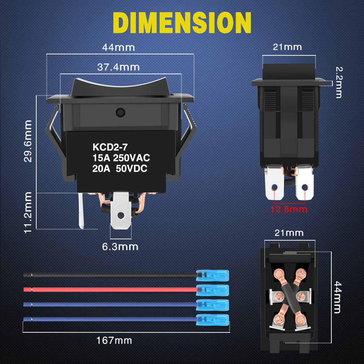 Nilight RET EXT Reverse Polarity Toggle Switches 2PCS On Off On DPDT 3 Position 12VDC Motor Control Power Jack Leveling Momentary DPDT 4Pin 20A Switch w/Jumper Wire for Tongue