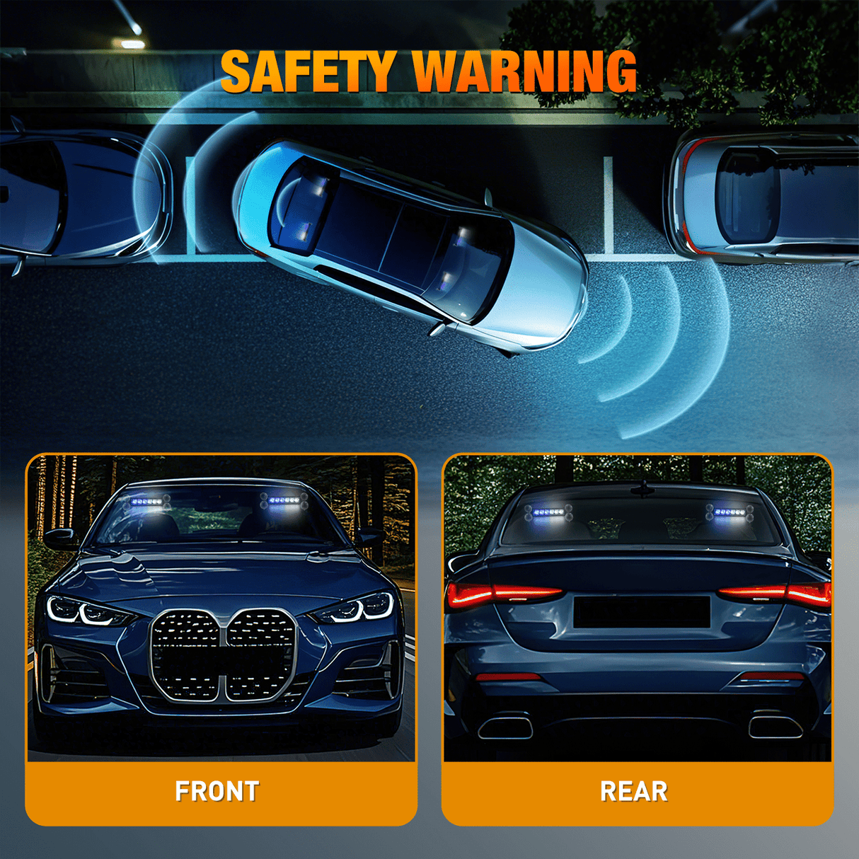 Led Strobe Light 12LED Emergency Strobe Traffic Advisor Light Bar 2 in 1 Blue White Dash Warning Safety Flashing Lights Front/Rear Windshield Construction Lights for Trucks Cars Plow Police Vehicles