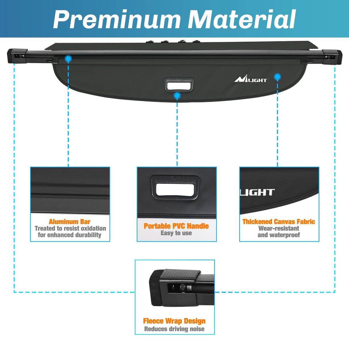 Trunk Cargo Cover 2015 2016 2017 2018 2019 Subaru Outback Retractable Trunk Cargo Cover With Trunk Storage Net