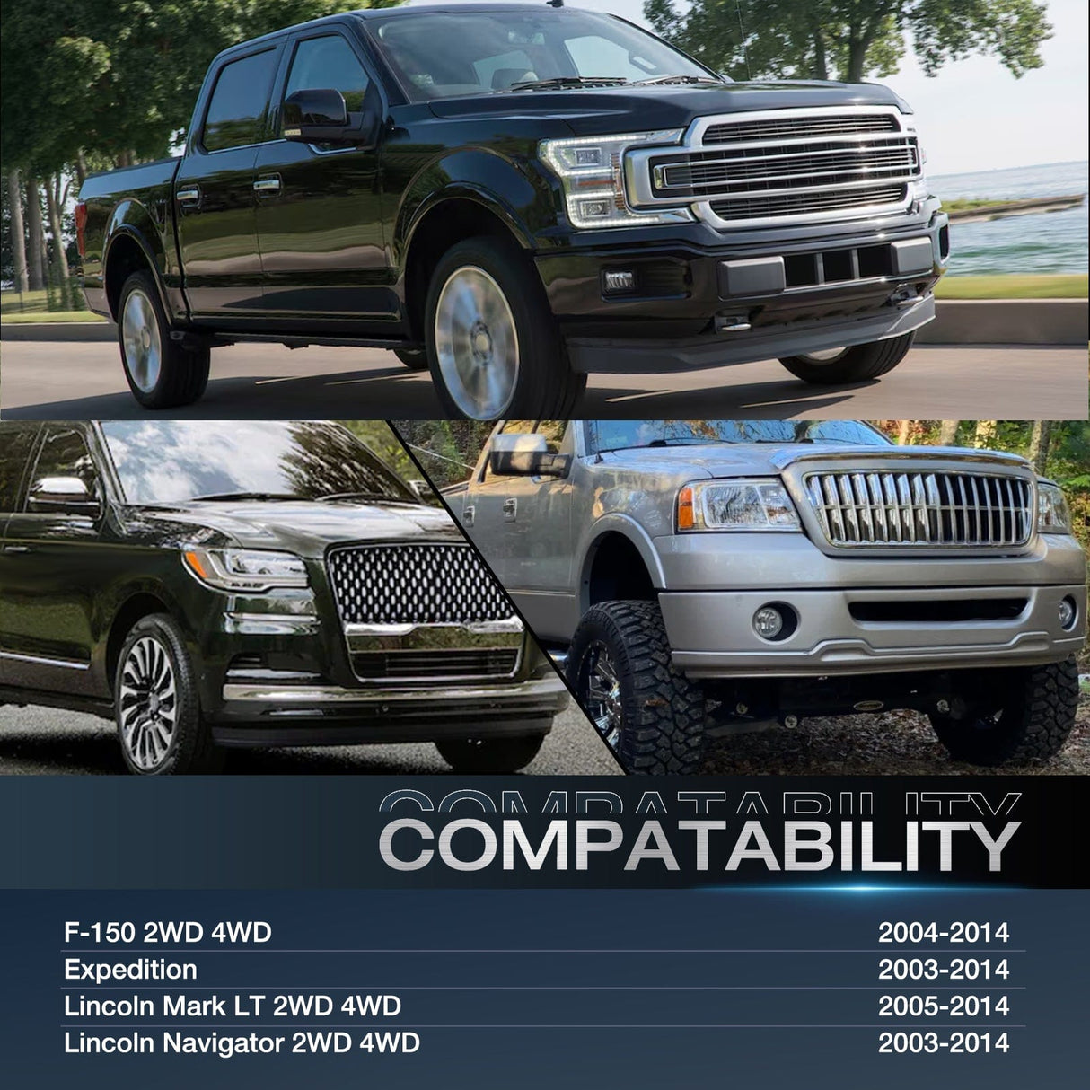 Wheel Spacers 2inch (50mm) Wheel Spacers 4Pcs For 2004-2014 Ford F150 2003-2014 Expedition 2005-2014 Lincoln Mark LT 2003 2004 2005 2006 2007 2008 2009 2010 2011 2012 2013 2014 Lincoln Navigator | 6x135.2 | 87.1 Hub Bore | 14x2 Studs