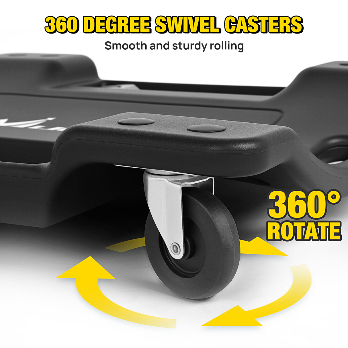 Creeper Seat 40 Inch Mechanic Plastic Creeper -40 Inches Blow-Molded Rolling Garage Cart with Padded Headrest, Dual Tool Trays and 6 Casters, Black