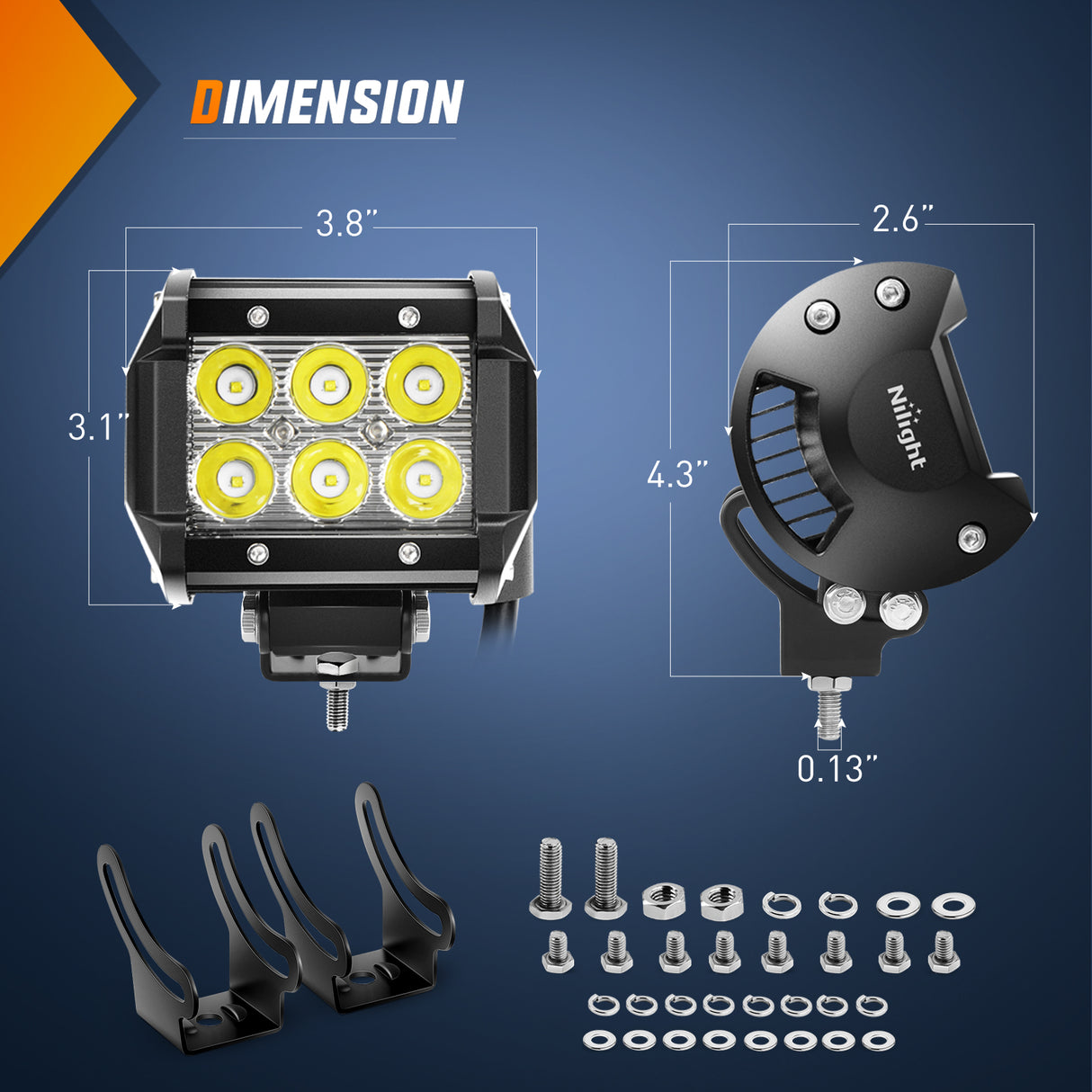 Nilight 32 Inch 180W Spot Flood Combo Led Light Bar 2Pcs 18W 4Inch Spot LED Pods Driving Off Road Lights with 14AWG Wiring Harness Kit-3 Leads for Van Car Pickup Golf Cart ATV UTV SUV Truck Boat