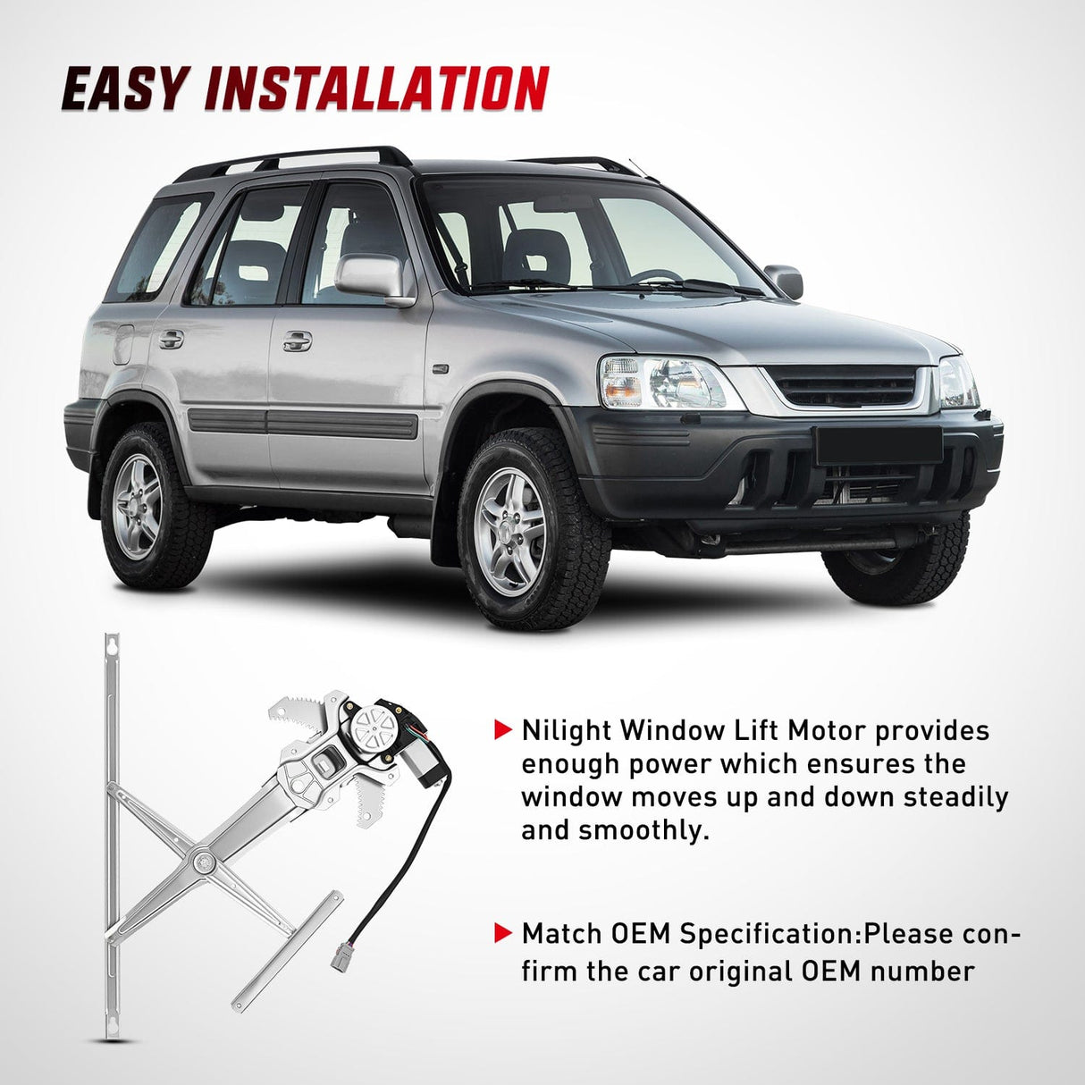 Window Regulator 741-951 Front Right Window Regulator with Motor, Compatible with 1997 1998 1999 2000 2001 Honda CR-V, Power Window Lift Motor Assembly, Passenger Side, OE Replacement