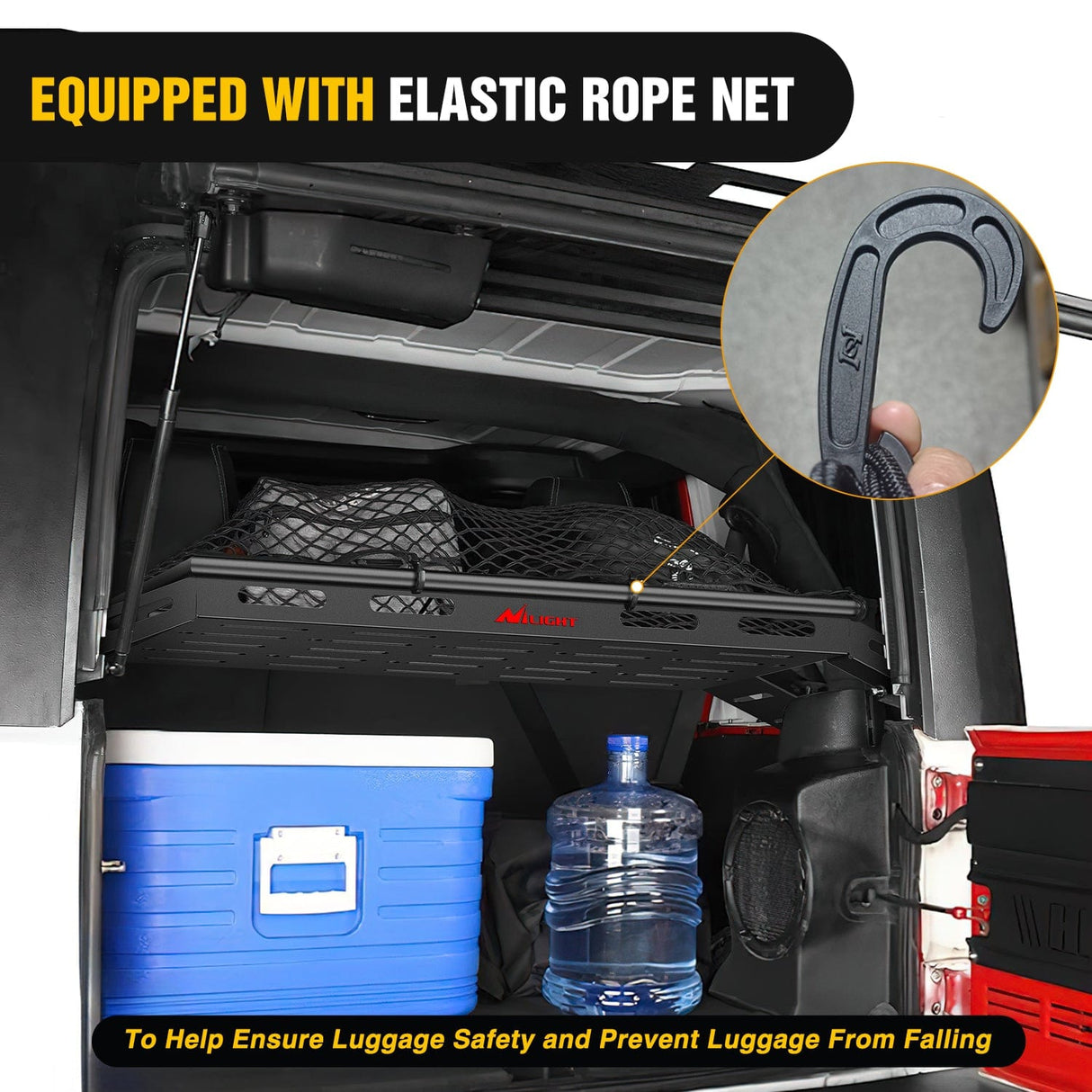 Accessories Interior Storage Rear Trunk Cargo Rack Basket Tray Interior Storage Luggage Carrier for 2007-2025 Wrangler JK JKU & JL JLU Unlimited 4-Door Hardtops