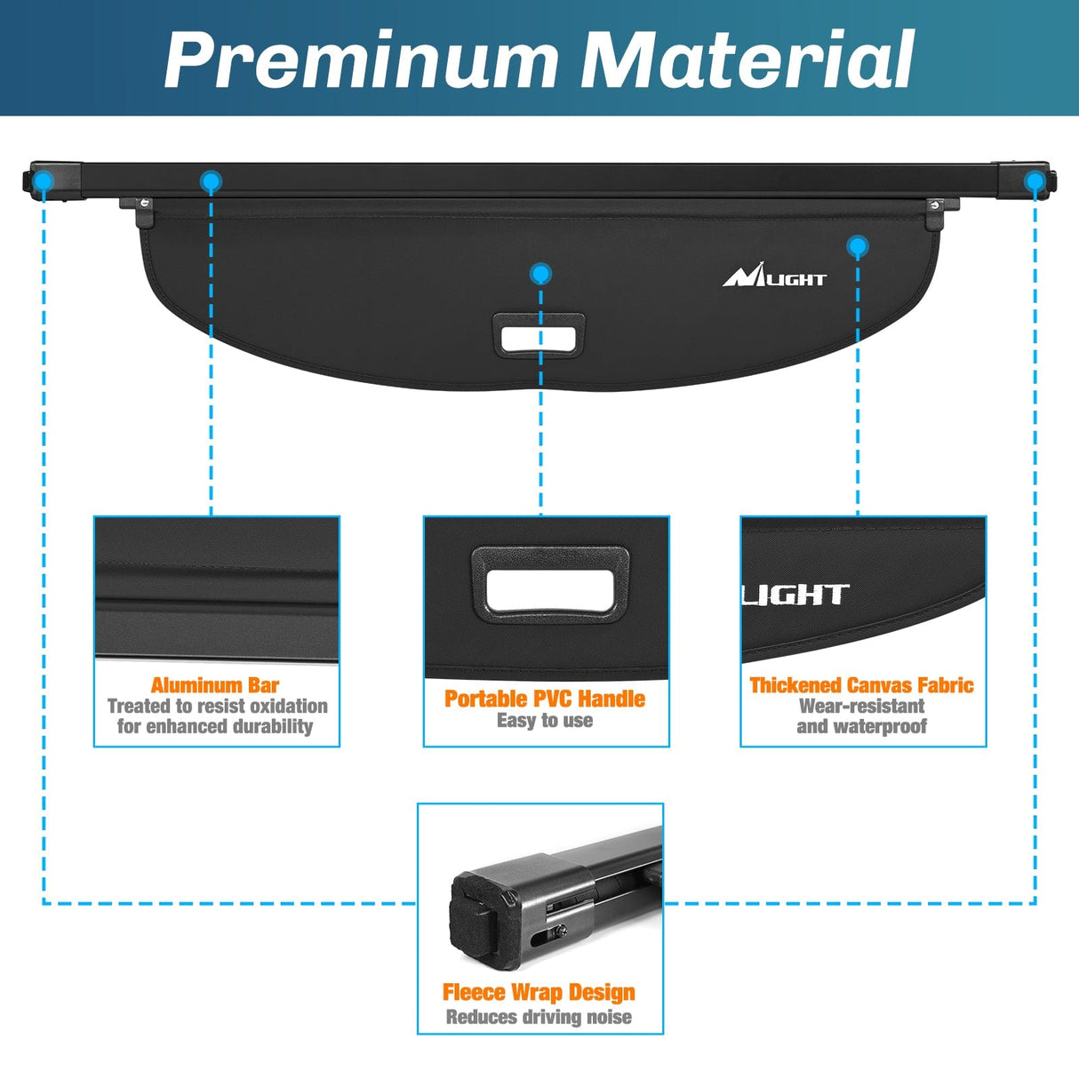 Trunk Cargo Cover 2014 2015 2016 2017 2018 2019 2020 Nissan X-Trail Rogue SV S SL Retractable Trunk Cargo Cover With Trunk Storage Net