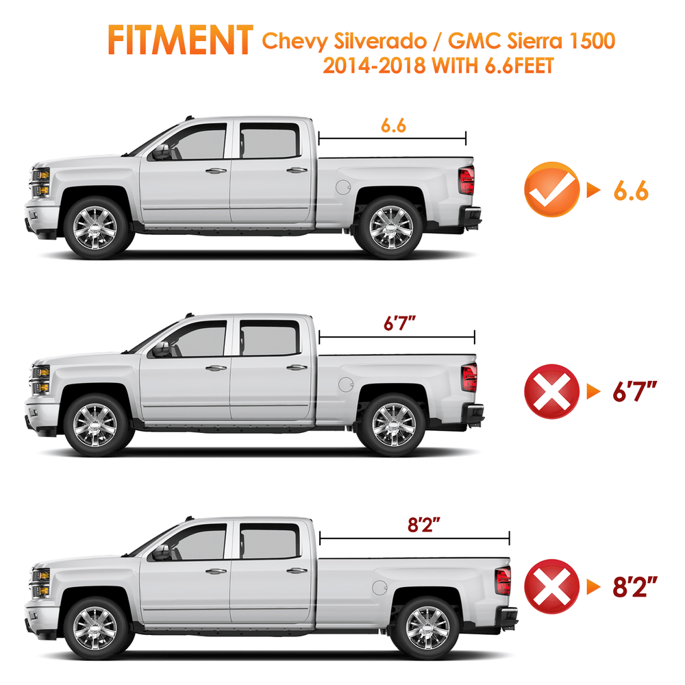 Trunk Bed Cover 6.6ft Truck Bed Cover for Chevy Silverado 1500 / GMC Sierra1500 2014 2015 2016 2017 2018