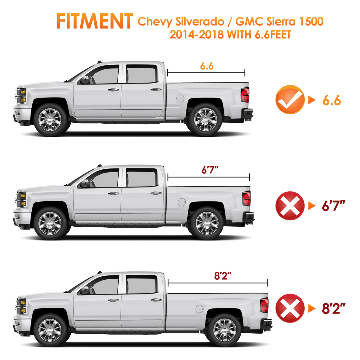 Trunk Bed Cover 6.6ft Truck Bed Cover for Chevy Silverado 1500 / GMC Sierra1500 2014 2015 2016 2017 2018