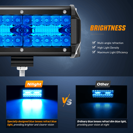 LED Light Bar 6.5 Inch 120W Triple Row Spot Blue Led Pods (Pair)